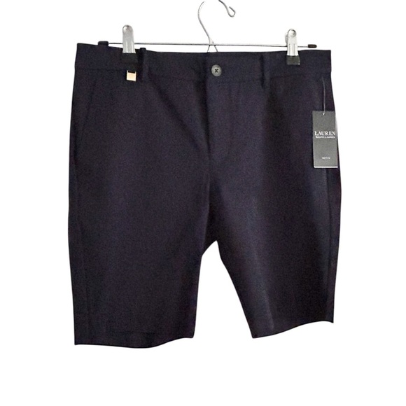 Lauren-Ralph Lauren Navy Bi-Stretch Twill Bermuda Shorts Petite Size 6 NWT - Picture 1 of 5